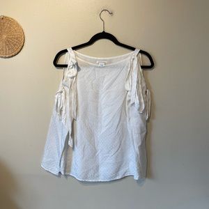 Club Monaco size small cream shoulder tie blouse